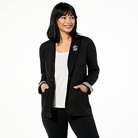 Colleen Lopez Knit Blazer with Jeweled Sleeve