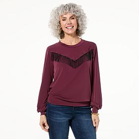 Colleen Lopez Knit Top with Fringe