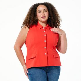 Colleen Lopez Knit Vest with Rhinestone Buttons