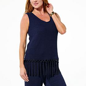 Colleen Lopez Knotted Fringe Hem Top 