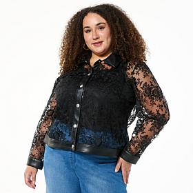 Colleen Lopez Mesh Jacket with Faux Leather Trim