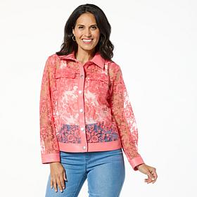 Colleen Lopez Mesh Jacket with Faux Leather Trim