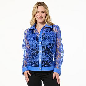 Colleen Lopez Mesh Jacket with Faux Leather Trim