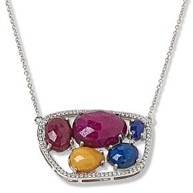 Colleen Lopez Multicolored Corundum and White Zircon Pendant Necklace