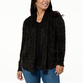 Colleen Lopez Open-Front Eyelash Cardigan