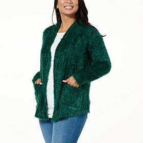 Colleen Lopez Open-Front Eyelash Cardigan
