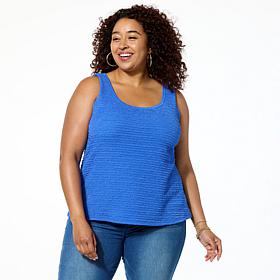 Colleen Lopez Open Knit Flounce Hem Tank Top