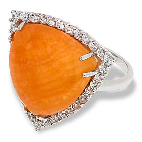 Colleen Lopez Orange Calcite and White Zircon Trilliant Statement Ring