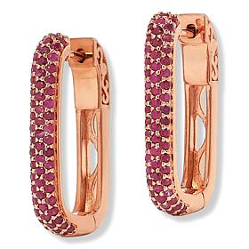 Colleen Lopez Pavé Gemstone Paperclip Link Hoop Earrings