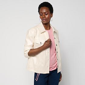 Colleen Lopez Pearlized Faux Leather Jacket