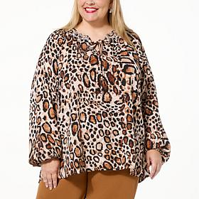 Colleen Lopez Printed Blouse with Novelty Neckband