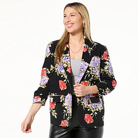 Colleen Lopez Printed Woven Blazer with Scrunched Sleeves