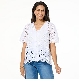 Colleen Lopez Relaxed Eyelet Shirt Jacket