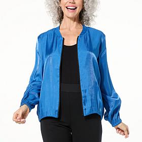 Colleen Lopez Shine Bubble Hem Bomber Jacket