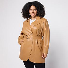 Colleen Lopez Signature Faux Leather Jacket with Belt