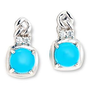 Colleen Lopez Sleeping Beauty Turquoise and White Sapphire Earrings