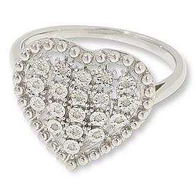 Colleen Lopez Sterling Silver 0.07ctw Diamond Heart-Shape Cluster Ring