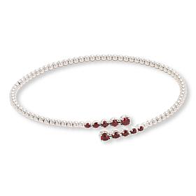 Colleen Lopez Sterling Silver Gemstone Bar Flexible Bangle Bracelet