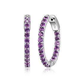 Colleen Lopez Sterling Silver Gemstone Inside-Outside Hoop Earrings