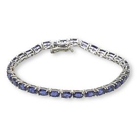 Colleen Lopez Sterling Silver Oval Gemstone Tennis Bracelet