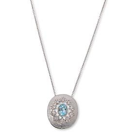 Colleen Lopez Sterling Silver Semi-Precious Gem Oval Pendant w/Chain