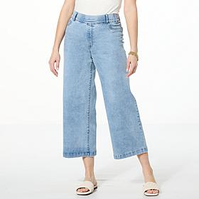 Colleen Lopez Stretch Denim Wide Leg Cropped Pant