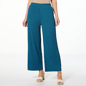 Colleen Lopez Textured Knit Cropped Wide-Leg Pull-On Pant