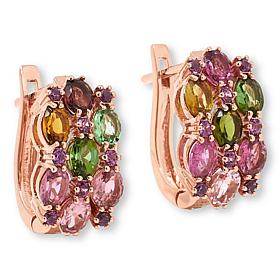 Colleen Lopez Triple Row Oval and Round Exotic Gemstone Earrings