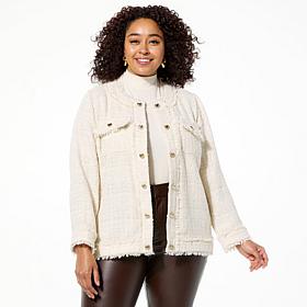 Colleen Lopez Tweed Jacket with Decorative Heart Buttons