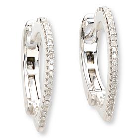 Colleen Lopez White Diamond Heart Hoop Earrings