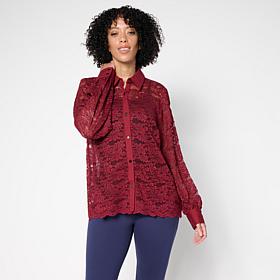 Colleen Lopez Woven Lace Button-Front Shirt