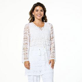 Colleen Lopez Woven Lace V-Neck Tunic