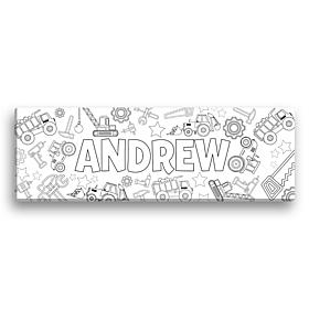 Color Your Own Canvas 9x27 Construction Trucks