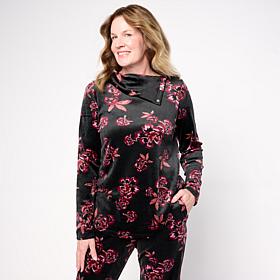 Comfort Code Plush Velour Split-Neck Pullover Top