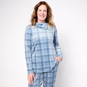 Comfort Code Plush Velour Split-Neck Pullover Top