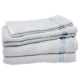 Concierge Collection 6-Piece Cotton Towel Set with Jacquard Dobby