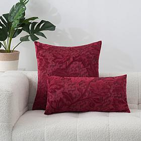 Concierge Collection Set of 2 Velvet Jacquard Decorative Pillows 