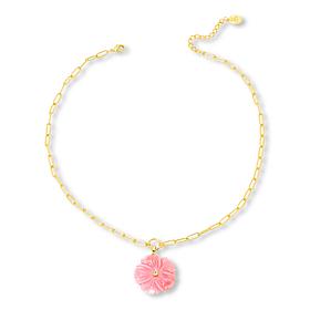 Connie Craig Carroll Jewelry 18" Shell Flower Pendant Necklace