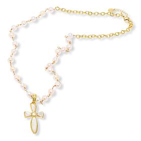 Connie Craig Carroll Jewelry Cross Pendant with Beaded Rosary Chain