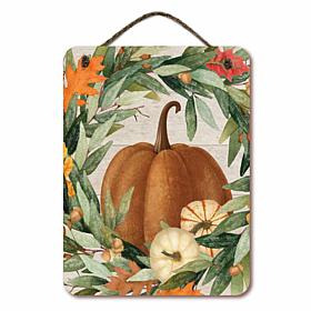 Courtside Market 12"x16" Pumpkin Floral Hanging Sign