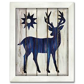 Courtside Market Buck and Sun 10.5" x 14" Wood Art - Navy Blue