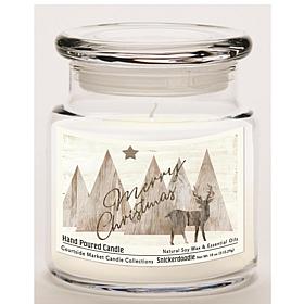 Courtside Market Candle w/ Essential Oils + Lid - Merry Christmas Deer