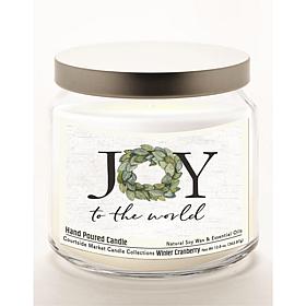 Courtside Market Joy to the World Candle in Glass Jar with Silver Lid