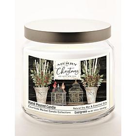 Courtside Market Merry Christmas Cardinals Wax Candle with Brushed Lid