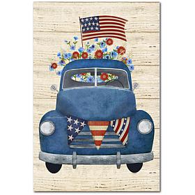 Courtside Market Patriotic Blue Truck Canvas Wall Art - 24" x 36" 