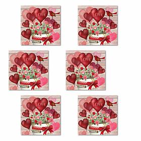 Courtside Market Valentine Bucket 4x4 6 Piece Ceramic Coaster Set