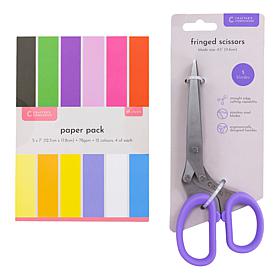 Crafter's Companion Fringed Scissors and 5" x 7" Sheet Paper Pack