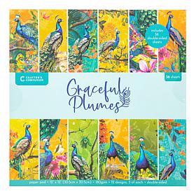 Crafter's Companion Graceful Plumes 12"x12" Paper Pad