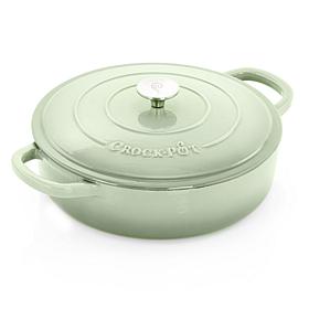 Crock Pot Artisan 5Qt Enameled Cast Iron Braiser Pan, Pistachio Green