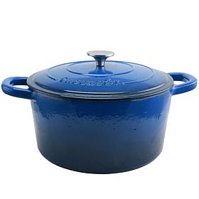 Crock Pot Zesty Flavors 7 Quart Round Cast Iron Dutch Oven in Sapph...